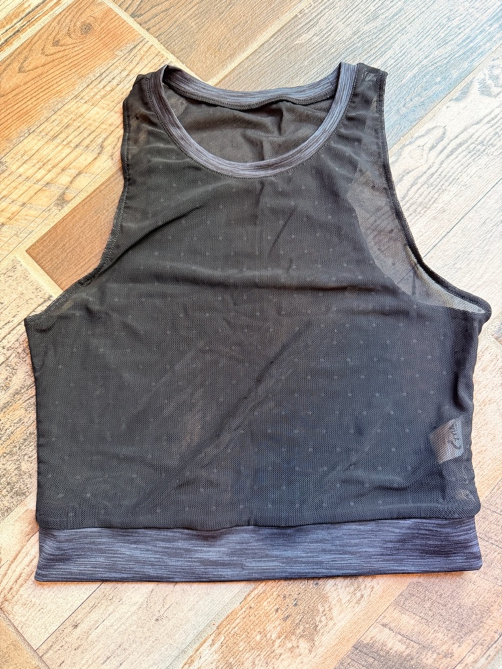 Zyia Black sheer Cropped Mesh Tank Top